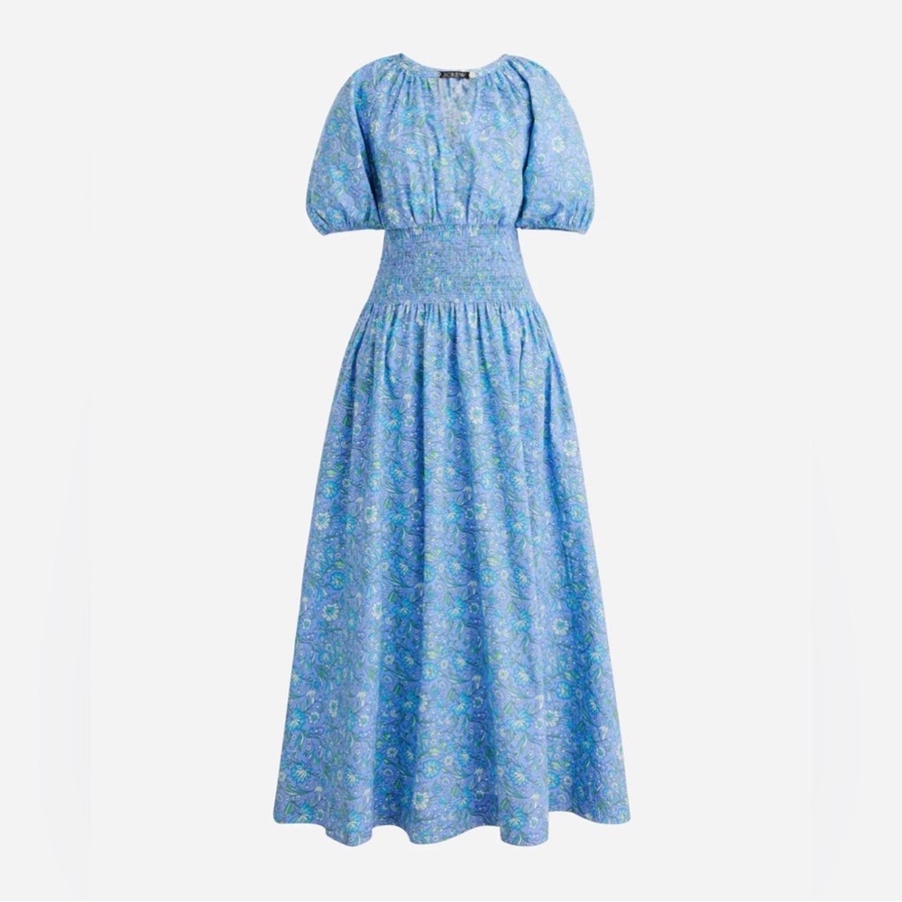 With tags 🌷J. Crew Blue Pleated Puff Sleeve Sundress